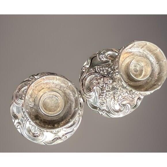 Vtg 2 Godinger Baroque Silver Plated Ornate Grapevine Candlesticks 5 Inch - Picture 13 of 13